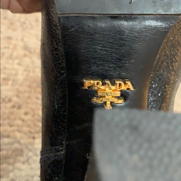 Prada black crackle leather platform designer boot - Picture 5 of 7